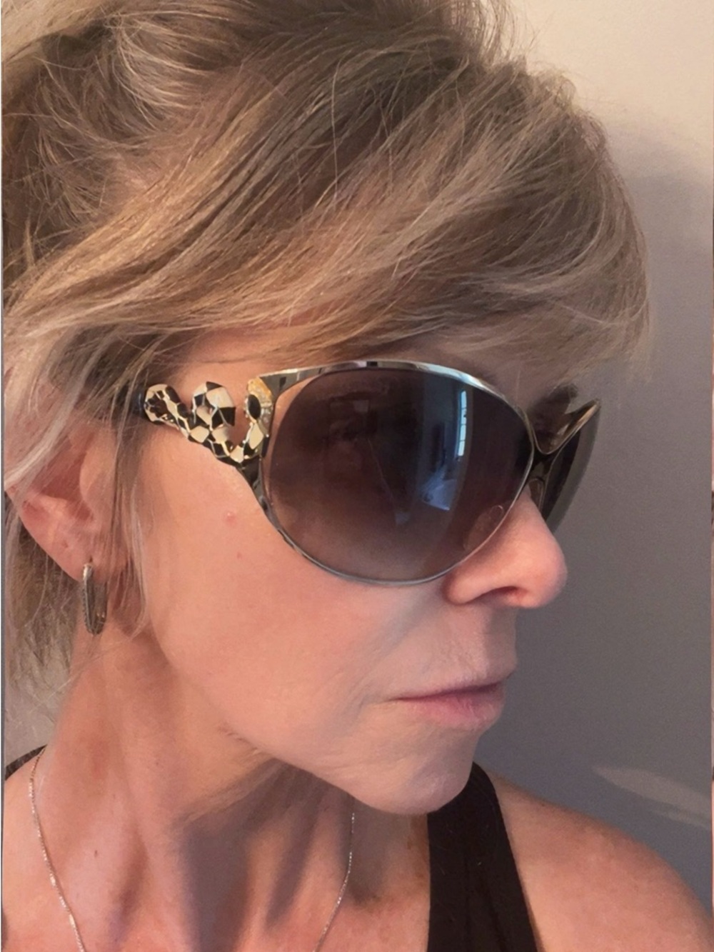 Roberto Cavalli Tene Chic Black and Gold Snake Detail Sunglasses - Picture 10 of 12